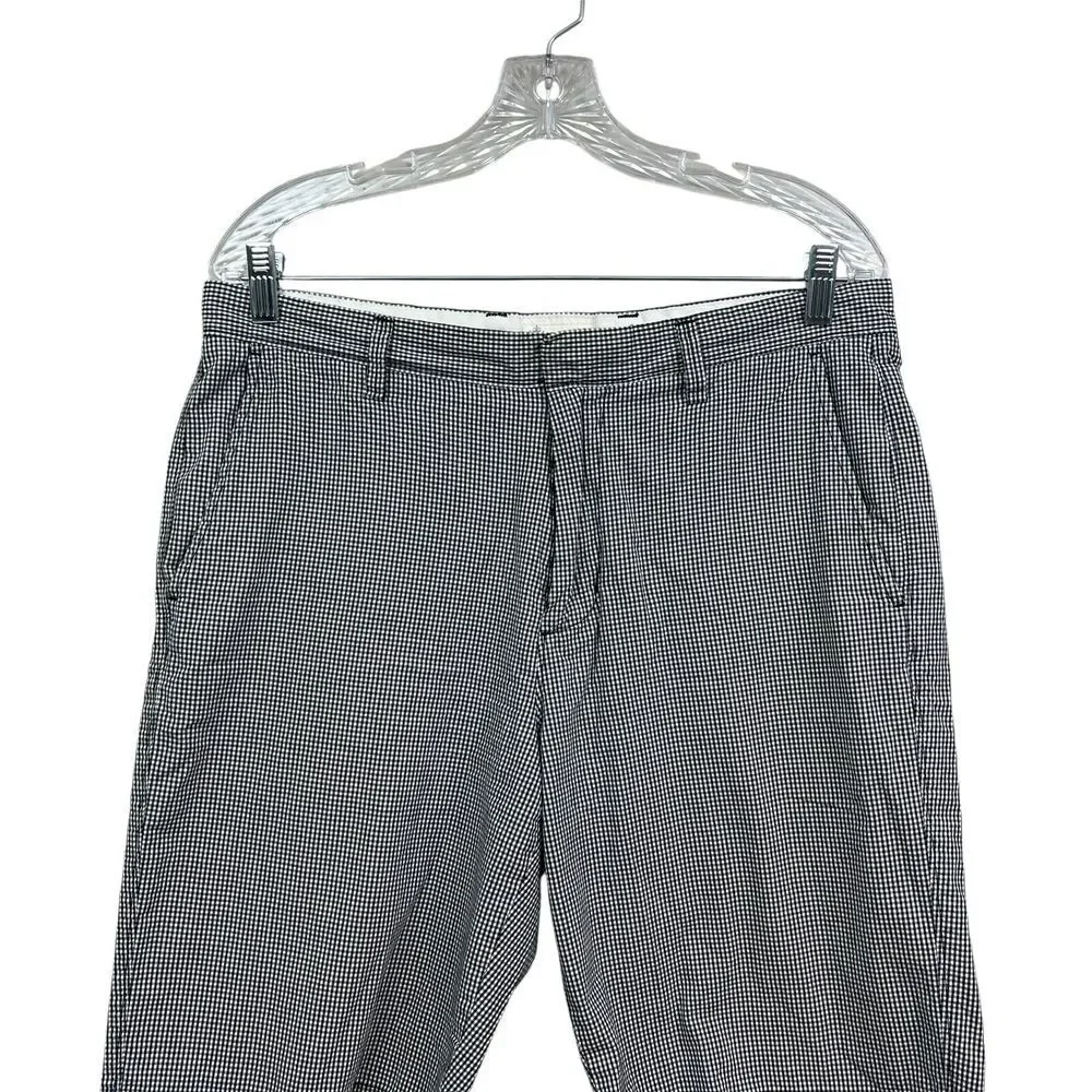 J. Crew Mens Bermuda Shorts Checkered Slash Pockets Black White Size W32*